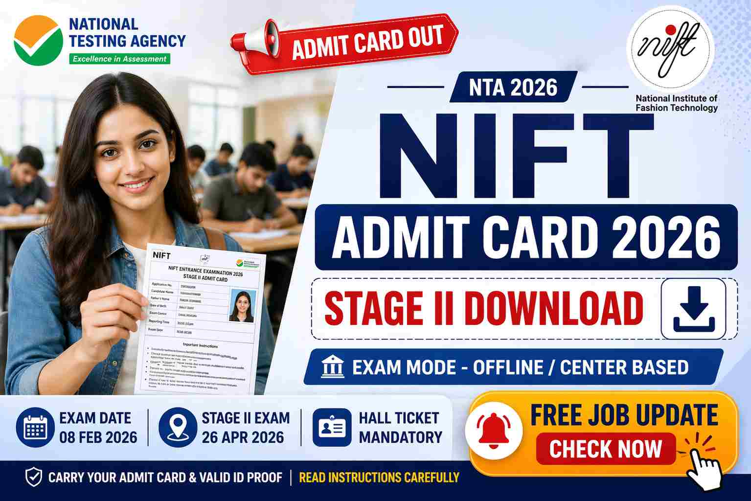 NIFT admit Card 2026 (NTA) Stage II Download