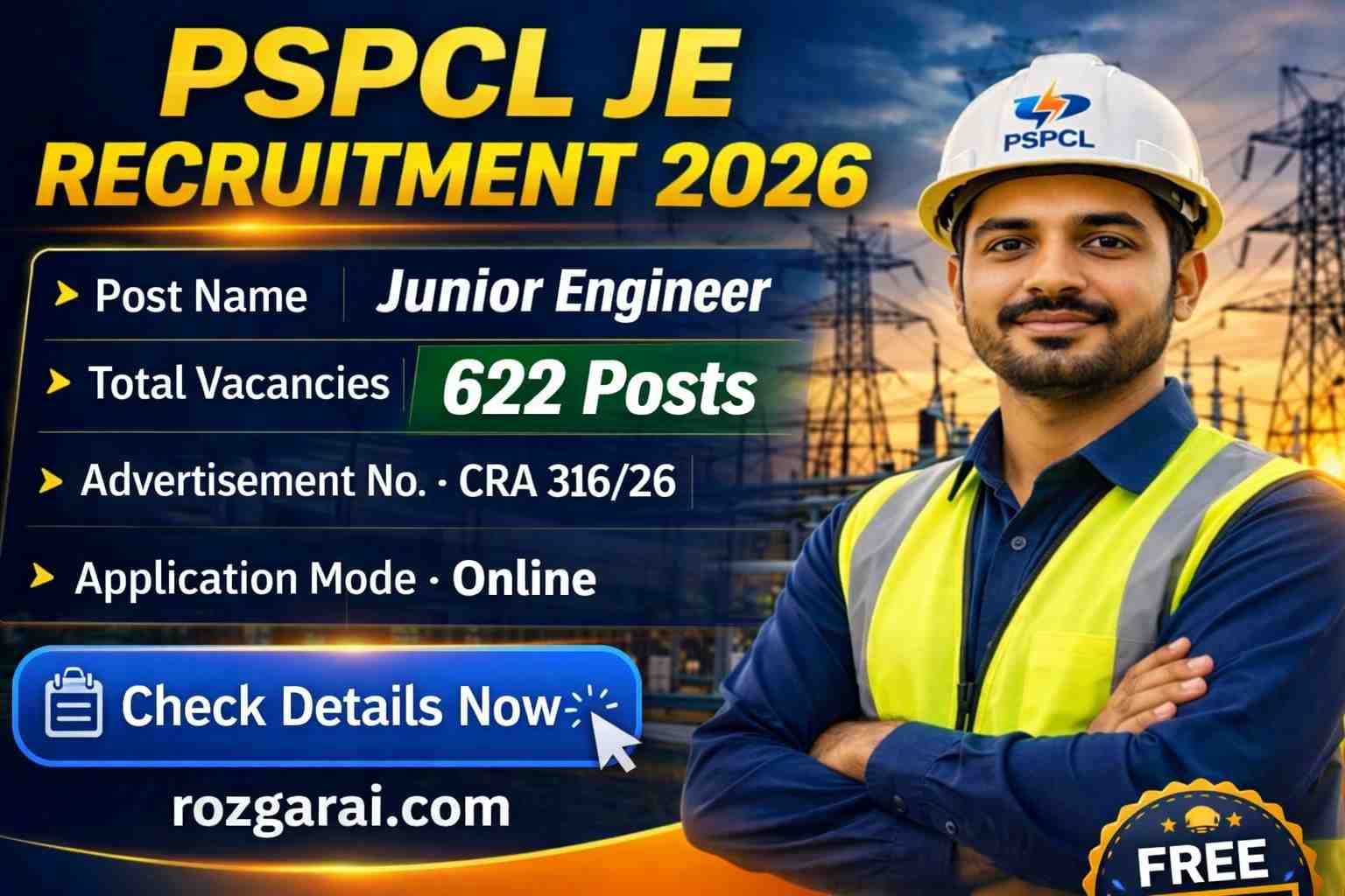 PSPCL JE Recruitment 2026 last date Apply now