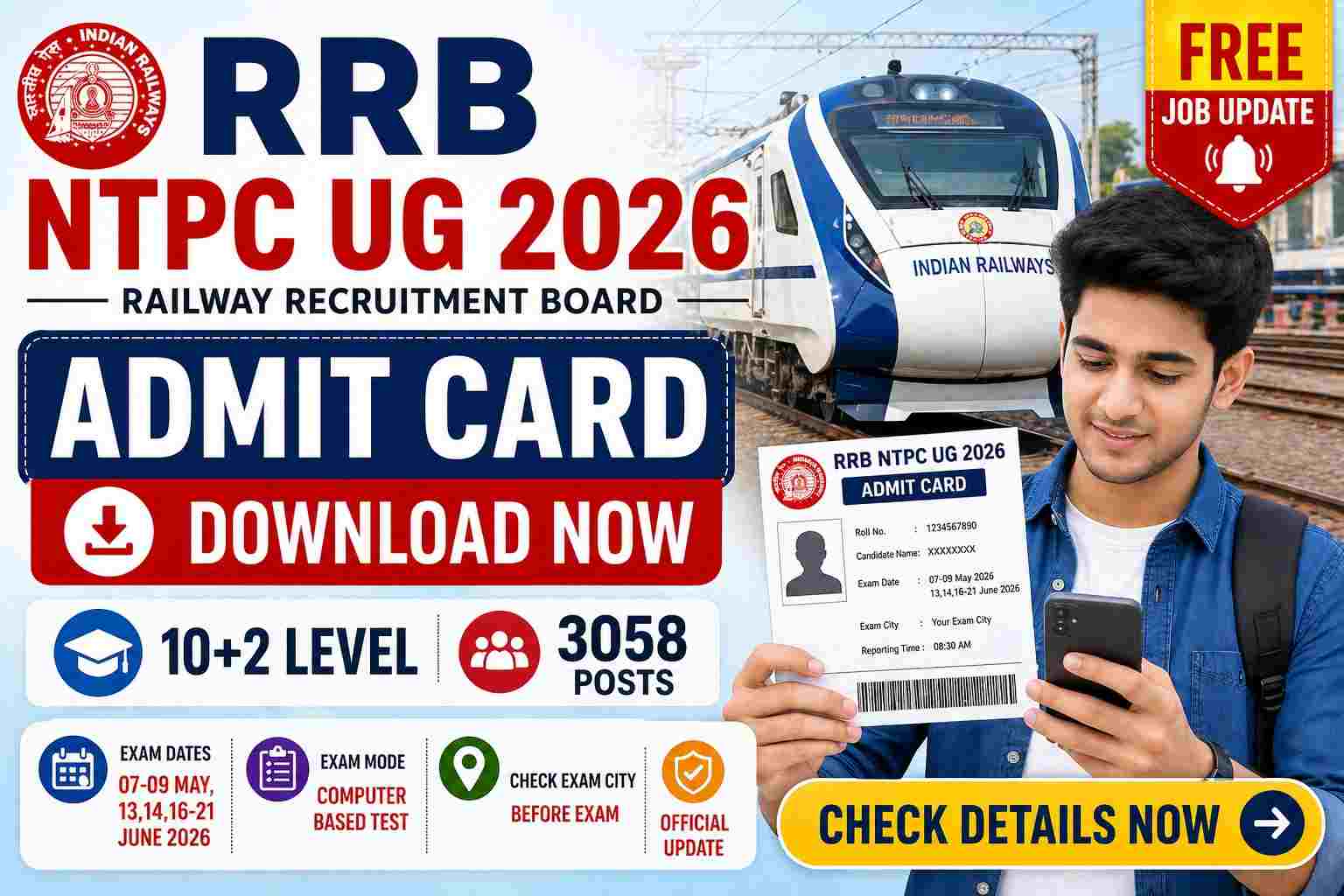 RRB NTPC UG 10+2 Level Admit Card 2026