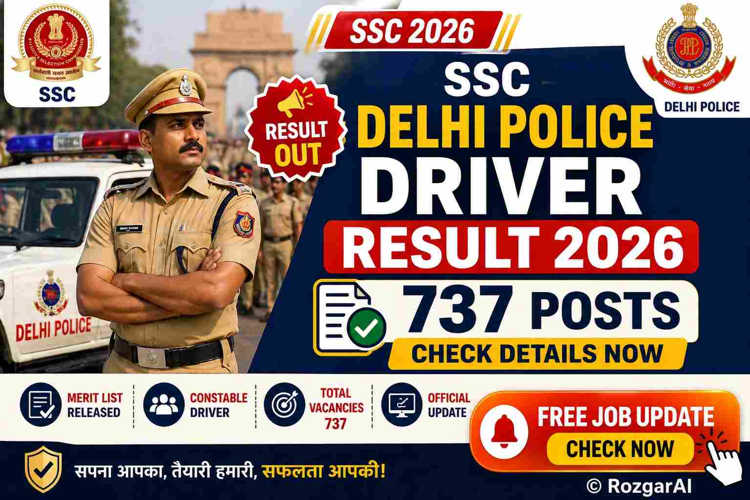 SSC Delhi Police Constable Driver 2026 Result