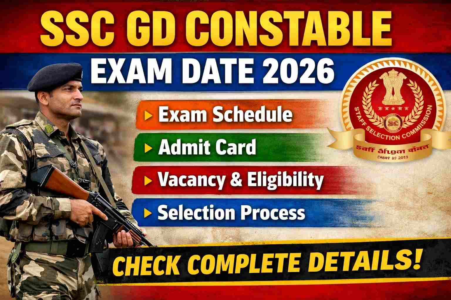 SSC GD Constable Exam Date 2026