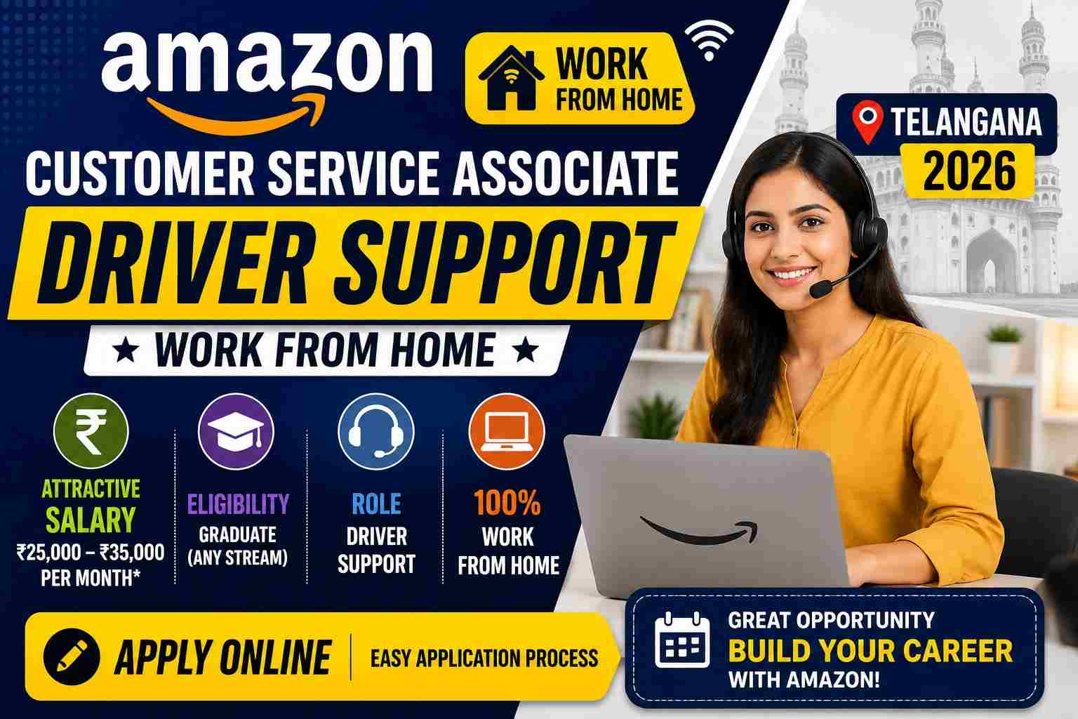 Amazon Customer Service Associate Driver Support WFH 2026