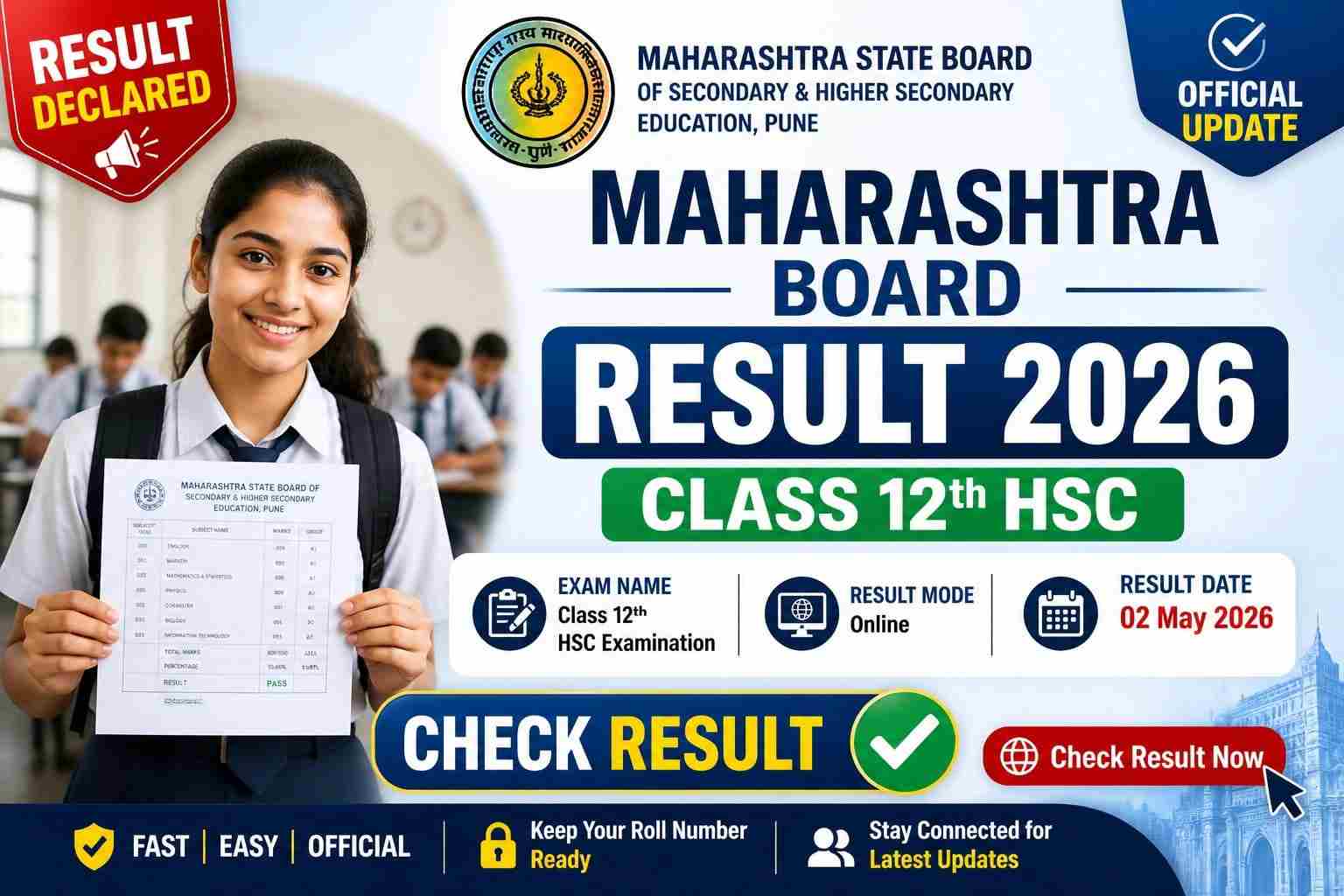 Maharashtra board result 2026 Class 12th Declared