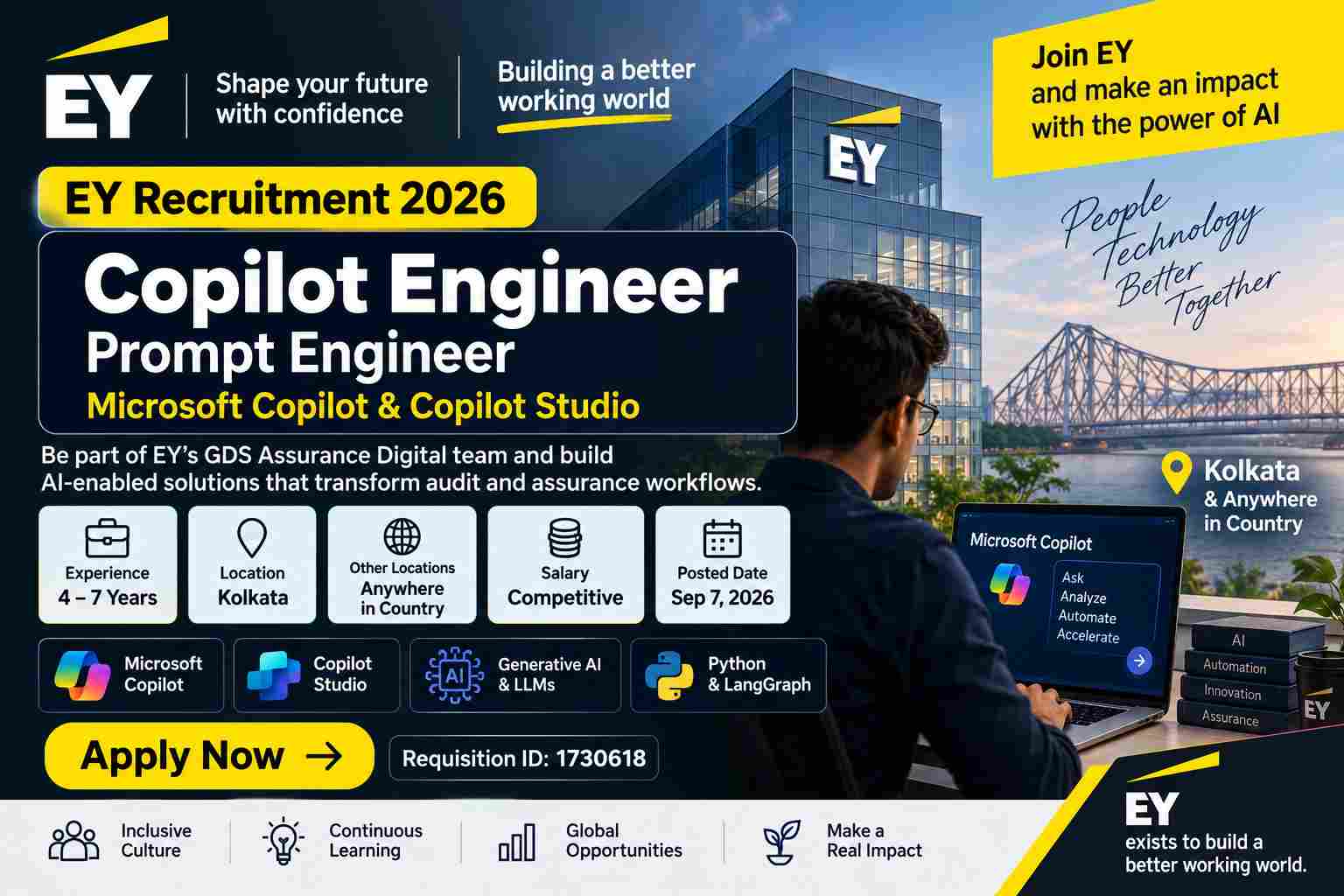 EY Copilot Engineer Recruitment 2026-Prompt Engineer Microsoft Copilot & Copilot Studio job in Kolkata