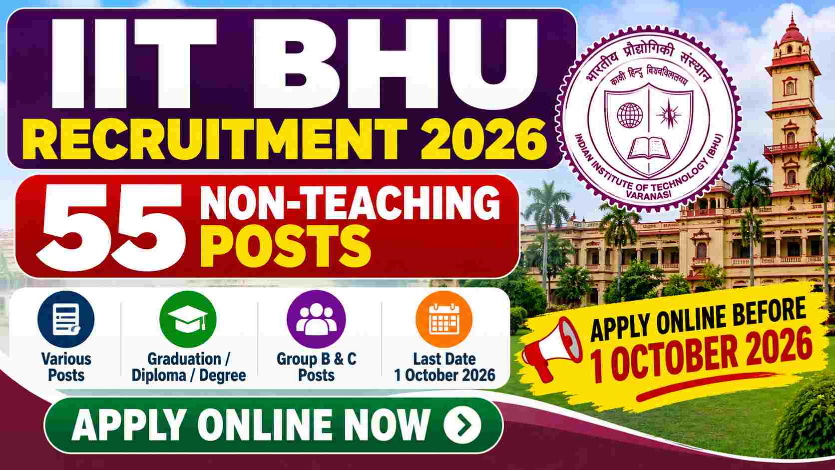 IIT BHU Recruitment 2026 - 55 Non-Teaching Posts Apply Online