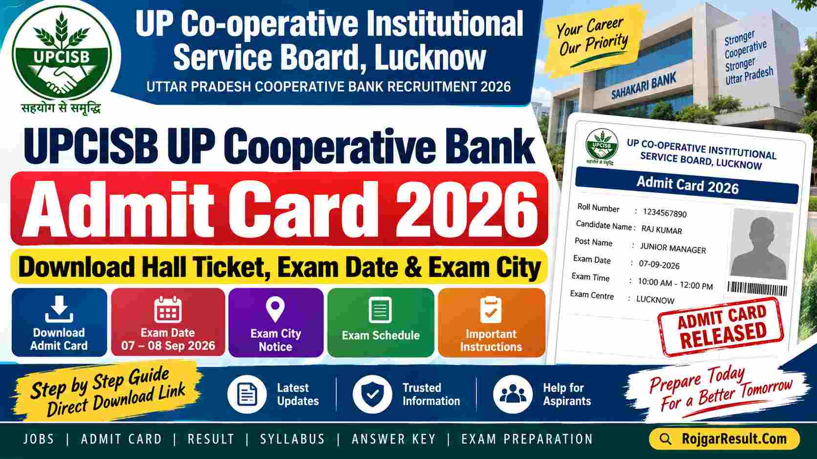 UPCISB UP Cooperative Bank Admit Card 2026 Download
