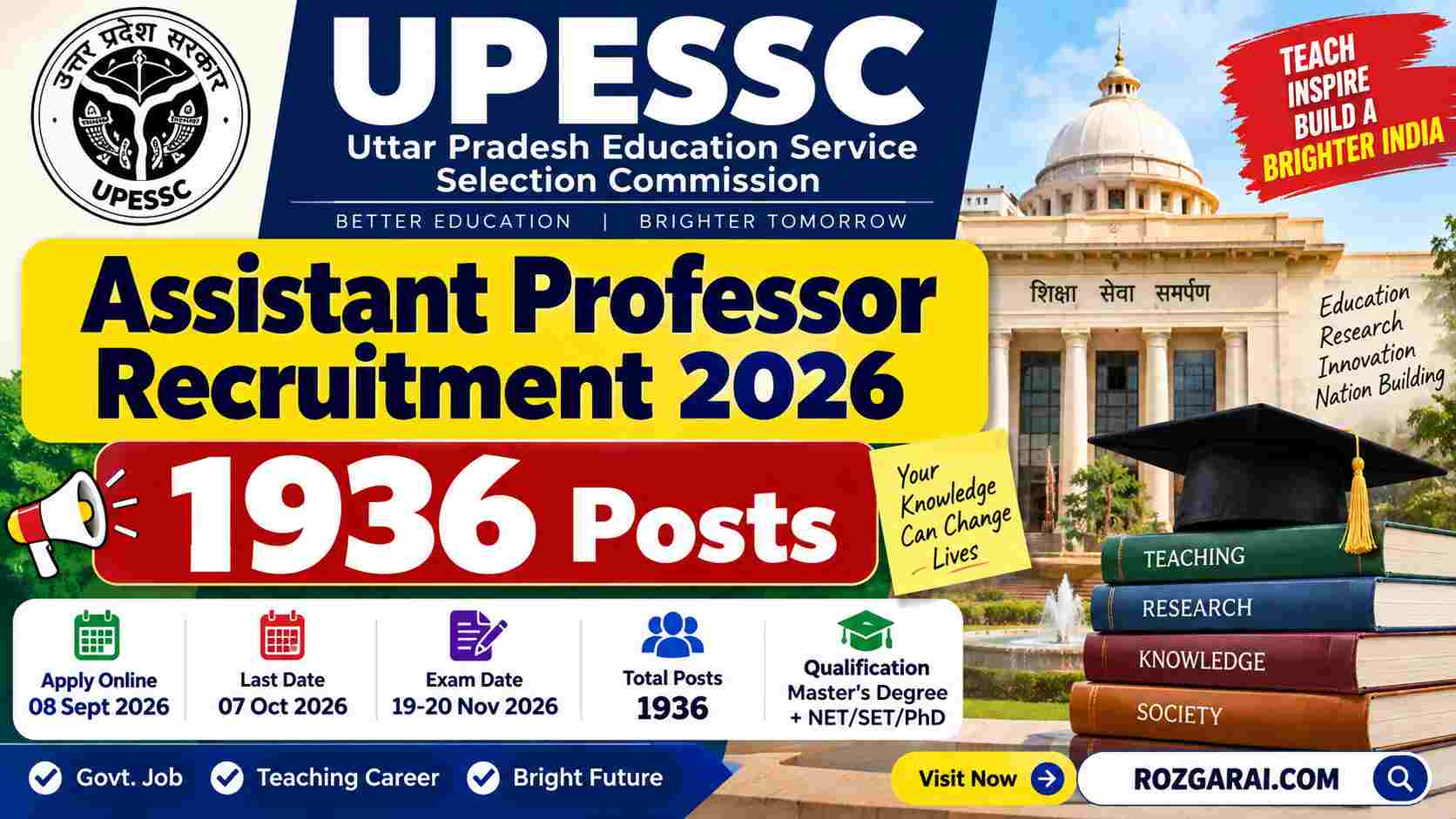 UPESSC Assistant Professor Recruitment 2026: Apply Online for 1936 Posts