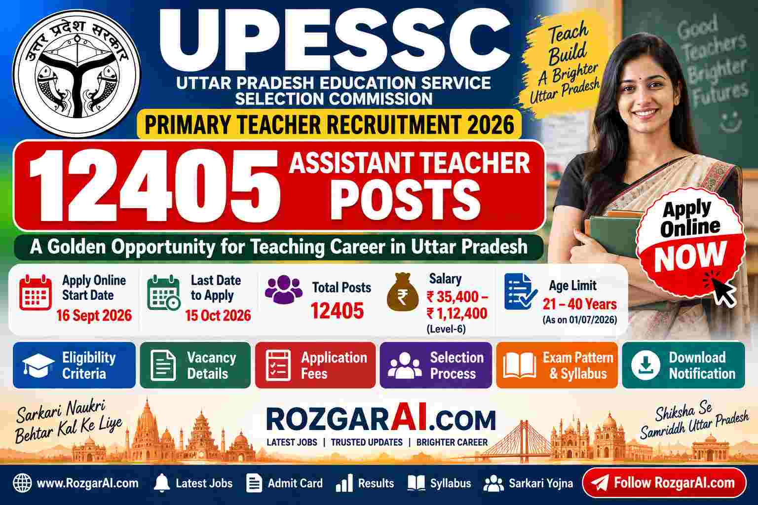 UPESSC Primary Teacher Recruitment 2026 for 12405 Assistant Teacher Posts